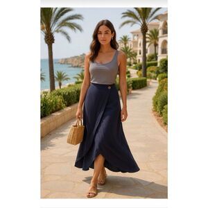 MATILDA JANE CLOTHING • with Joanna Gaines • Navy Cottagecore Wrap Maxi Skirt •